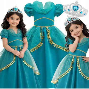 Karnevalový kostým ŠATY KOSTÝM ARABSKÁ DUBAJSKÁ PRINCEZNA JASMINA DŽASMINA PLES 122 128 CM