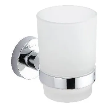 Držák na kartáček kielle Oudee - Sklenka na kartáčky a pastu s držákem, matné sklo/chrom 40002020