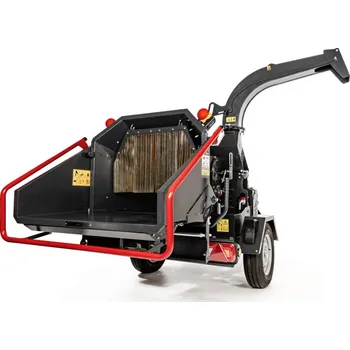 Drtič větví Hahn & Sohn Cedrus RBD16 – profesionální bubnový drtič větví s hydraulickým podavačem a přívěsem kat