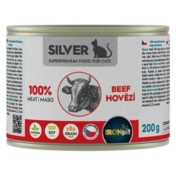 Krmivo pro kočku IRONpet Silver Cat Hovězí 100% masa, konzerva Hmotnost (g/kg): bal. 3x 200g