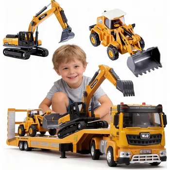 autíčko 3v1 TIR AUTOPŘEPRAVNÍK BAGR BULDOZER SADA SE ZVUKY MALÉHO STAVITELE DÁREK