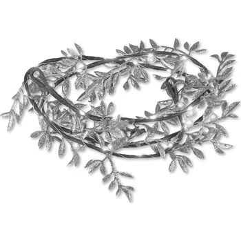 Dekorativní svítidlo LED dekorativní girlanda ML52SZ 1,8 m stříbrné listy studené bílé světlo napájení 3x AA