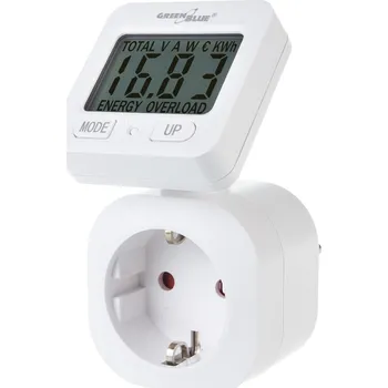 Měřič spotřeby GreenBlue elektroměr, wattmetr, 16A, max. 3680W, dílčí paměť, GB615 F