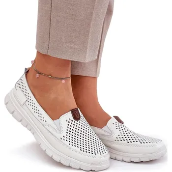 Dámské baleríny Dámské baleríny s děrováním, lehké, z přírodní kůže VINCEZA 95336 BÍLÉ 39