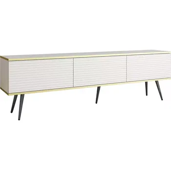 Obývací stěna Tv stolek Oro mdf rýhovaná 175 bílá + nohy černé