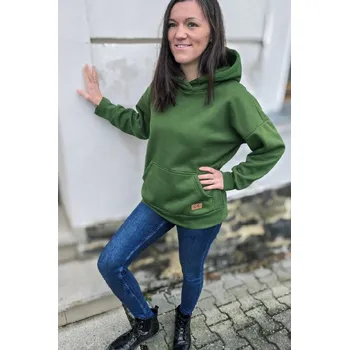 Těhotenská mikina Kulišárny Mikina WARM lahvově zelená TYP: nekojicí, VELIKOST: 40-42