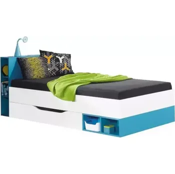 Ložnicová sestava Postel Mobi Bílá/Tyrkysová