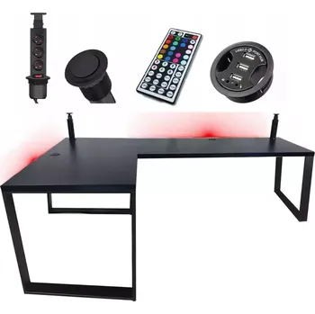 Kancelářská sestava Psací Stůl Roh. Loft Low Černá 240x160x3,6 Model 3