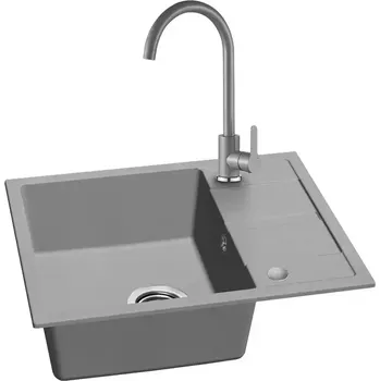 Granitový dřez Dřez granitový Pico 560x440 šedý + dřezová baterie