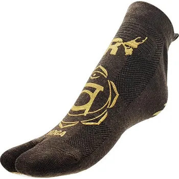 Pánské ponožky R-EVENGE Technické protiskluzové ponožky Joga 1 finger Yoga pro dospělé, hnědo-zlaté 34/37 KAŠTANOVÁ|ŽLUTÁ