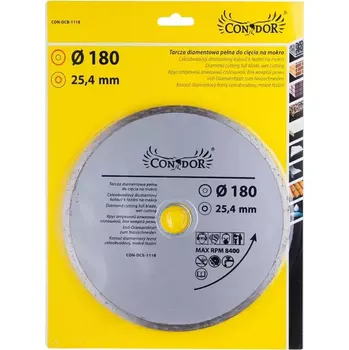 Příslušenství k brusce Diamantový kotouč, na mokro, plný, 180 mm/25,4 mm, Condor