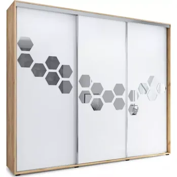 Předsíňová stěna Skříň Wanda 278cm Plást Medu Kraft Zlatý/Bílý