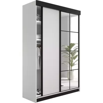 Předsíňová stěna Šatní skříň Lamaro 138 bílá + černé prvky