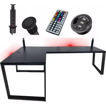 Kancelářská sestava Psací Stůl Roh. Loft Low Černá 180x120x3,6 Model 3