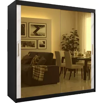 Předsíňová stěna Skříň Platinum T3 200 černá mramor/bílá