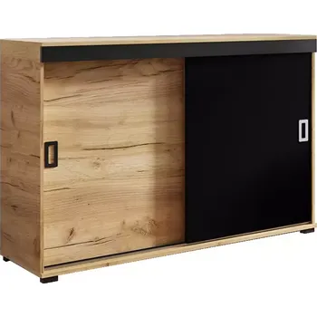 Kancelářská sestava Komoda Retro 120 Craft/Černá + Rukojeti Bílý I Černá