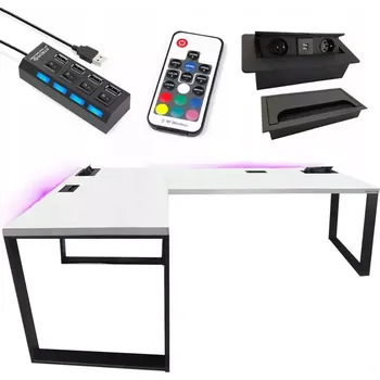 Kancelářská sestava Psací Stůl Roh. Loft Top Bílý 202x136x3,6 Model 3