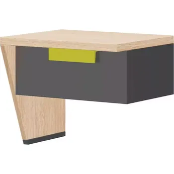 Obývací stěna Noční Stolek Wow 43 cm Grafit/Zelená Iguana/Dub Nagano, Levý