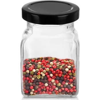 Dóza na potraviny SKLENĚNÁ NÁDOBA NA KOŘENÍ S SÍTKEM A DÁVKOVAČEM, SOLNIČKA