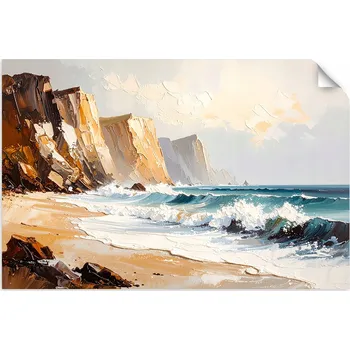 Obraz Samolepky do obýváku nebo ložnice, motiv Skály Pláž Moře, rozměr 45x30 cm