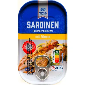 ALMARE SARDINEN mit ZITRONE - sardinky ve slunečnicovém oleji - 125g