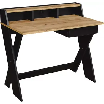 Kancelářská sestava Psací Stůl Cruz dub craft zlatý/černá