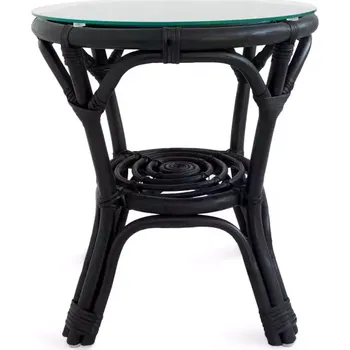 Zahradní stůl Stolek Quincy Black z přírodního ratanu