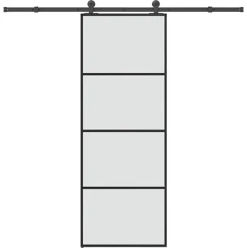 Interiérové dveře vidaXL Posuvné dveře s kováním 76x205 cm ESG sklo a hliník [3332998] Barva: matt