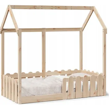 Postel Dřevěná postel domeček 149 x 76 x 141 cm, neošetřené borovicové dřevo