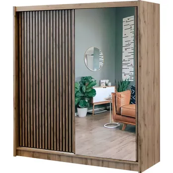 Ložnicová sestava Skříň London 203 dub wotan/černá zrcadlo