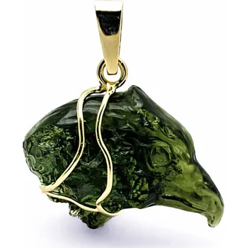 Přívěsek Zlatý přívěsek s vltavínem, hlava orla