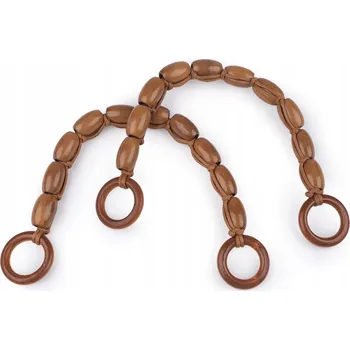 Úchyt / madlo na kabelku s korálky / 41 cm / světle hnědá / 2 ks