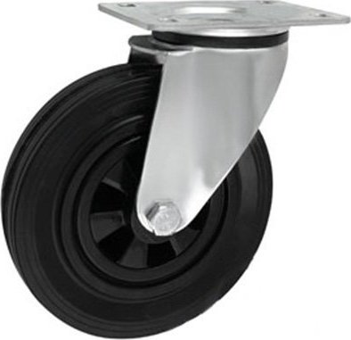 Pryžové kolo s plastovým diskem v otočné vidlici 180 mm