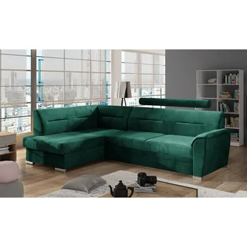 Sedací souprava Rohová sedačka NEJBY WILUNA se záhlavníkem, levá, voděodolná látka Monolith 37, zelená +možnost VÝNOSU + vyzvednutí ZDARMA