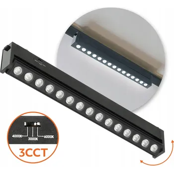LED lištové magnetické svítidlo 15W 3CCT černé, záruka 5 let