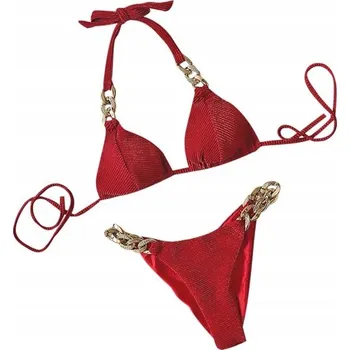 Dámské plavky PLAVKY BIKINI SAMETOVÉ VELUR ČERVENÉ S