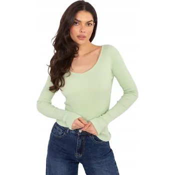 Dámské tričko Dámské přiléhavé tričko s dlouhým rukávem, žebrované, s výstřihem do V