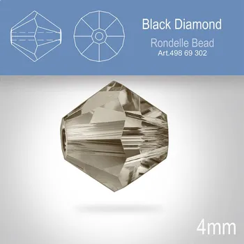 Dětské zboží PRECIOSA Bicone MC BEAD (sluníčko) velikost 4mm. Barva BLACK DIAMOND. Balení 30ks .