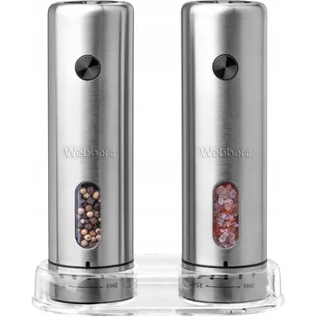 Kuchyňský mlýnek Elektrický mlýnek Webber 60 g kovový stříbrný, sada 2 ks