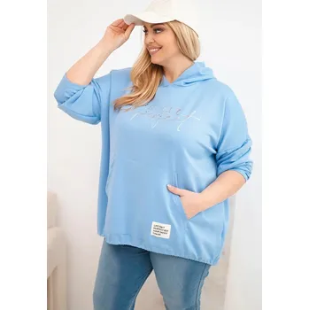 Dámská mikina Dámská mikina Plus Size s kapucí a potiskem modrá UNI