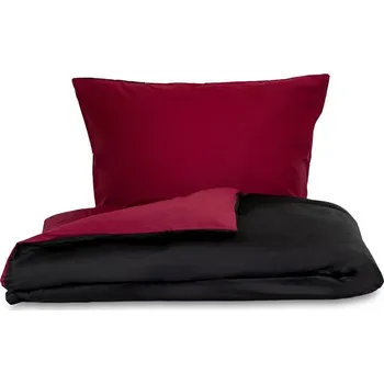 Povlečení Kvalitex Saténové povlečení LUXURY COLLECTION vínové / černé 1+2, 200x200, 70x90cm