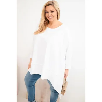 Dámská tunika Dámská tunika Plus Size z bavlny s asymetrickým spodkem bílá UNI