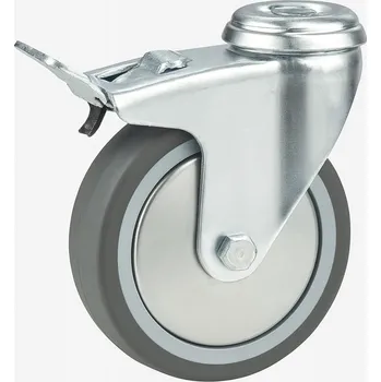 Pojezdové kolečko Otočné transportní kolečko s brzdou 50 mm na otvor, TPR guma, nosnost 40 kg