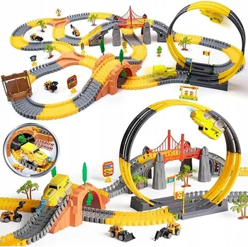 ostatní stavebnice SADA ZÁVODNÍCH TRATÍ 342 EL. 2 ELEKTR. AUTA PRUŽNÁ 360 ST.