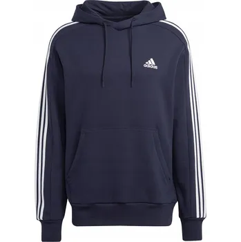 Pánská mikina PÁNSKÁ MIKINA ADIDAS ESSENTIALS FRENCH TERRY 3-STRIPES HOODIE TMAVĚ MODRÁ vel. XL