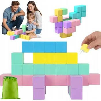 ostatní stavebnice SADA 45 BAREVNÝCH MAGNETICKÝCH KOSTEK HRAČKA VZDĚLÁVACÍ PRO DĚTI