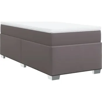 Postel Kontinentální postel šedá 200 x 100 x 46 cm s matrací a topperem 100 x 20 cm