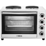 ISKRA, mini trouba 38 l s dvouvařičem a otočným grilem HL38RCT, bílá