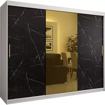 Předsíňová stěna Skříň Platinum T1 250 bílá mramor/černá