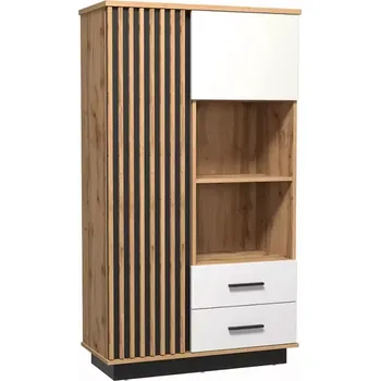 Kancelářská sestava Regál Santi 7 2d2s dub wotan/černá + bílá